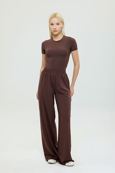 SHEISMONO Ultra Soft Straight Cut Loose Trousers Brown