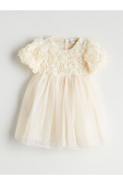 LC Waikiki Create Your Style from Uzg Store |   Crew Neck Flower Appliqued Girl's Dress