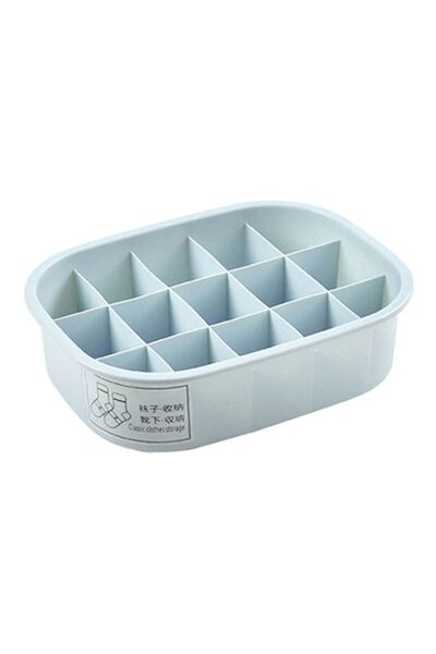 Raffine Separated And Covered Socks Storage Box Light Blue 31x24.5x8cm