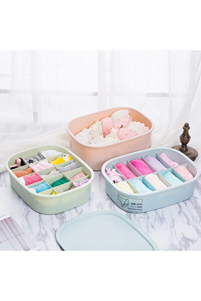 Raffine Separated And Covered Socks Storage Box Light Blue 31x24.5x8cm