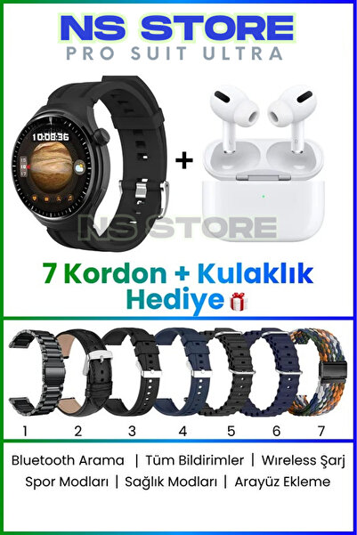 NS Store PRO SUIİT ULTRA Akıllı Saat Seti | 7 Kordon + Pro 2 Bluetooth Kulakl...