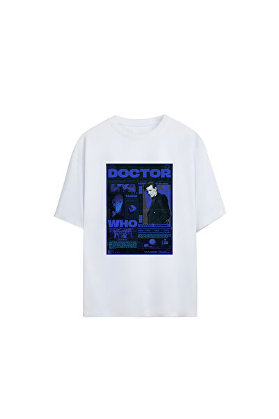 GraffTee تي شيرت دكتور هو للجنسين من القطن كبير الحجم