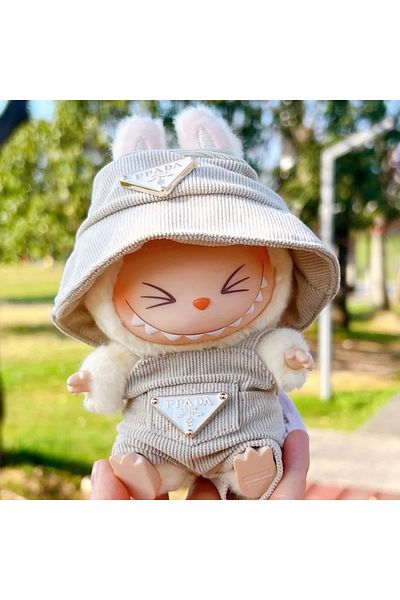 Zigver New Velvet Labubu Doll Clothing Set Hat 17cm Clothes (Only Clothes Set)Beige