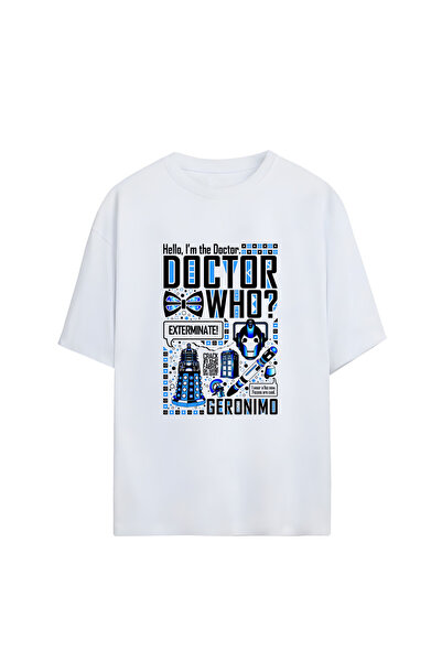 GraffTee تي شيرت دكتور هو للجنسين من القطن كبير الحجم