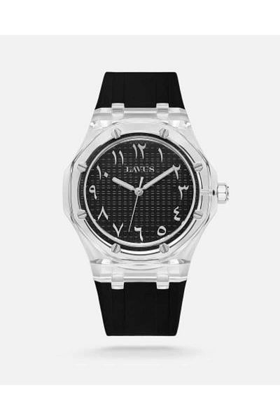 CASWATCH Men's Transparent Watch with Black Rubber Strap