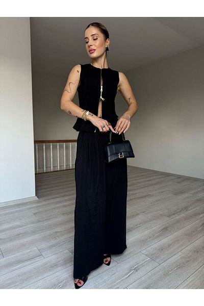 YK FASHION Zipper Detailed Vest Suit