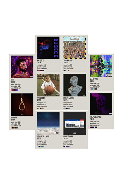 Ororabutik Ceg Rap Hip Hop Albüm Kapağı Poster Duvar Kağıdı Seti Afiş A5 10 Adet