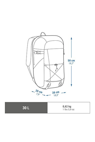 Decathlon Doğa Yürüyüşü Sırt Çantası 20l Gri 1 Bölme 5 Göz Süngerli Sırt Ve A...