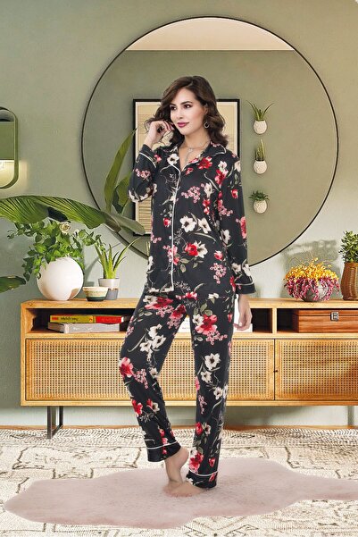 Lüx Wood SET DE PIJAMĂ FEMEI IZABEL CU MOTIVE FANTASY CU BUTONI