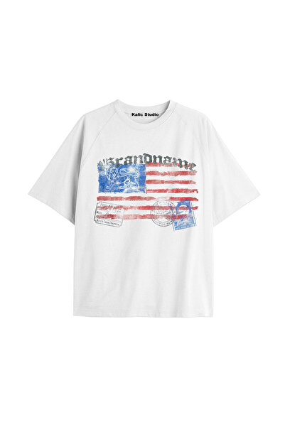 Kalic Studio y2k vintage 2'5randname oversize t-shirt Beyaz
