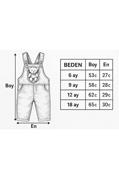 GAMZEAKKUŞ Unisex Children's Jumpsuit with Welsoft and Teddy Bear Detail Inside, Adjustable Strap Length (One Jumpsuit)