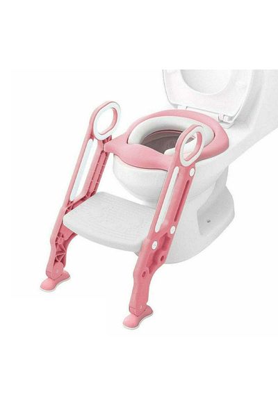 TEN SHOP Toilet Chair with Step for Children Booster Seat Color White Pink