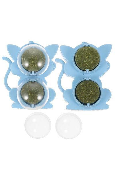 Teno Teno® Cat Toy, double roll of matted grass, adhesive, 180 degree rotation, blue