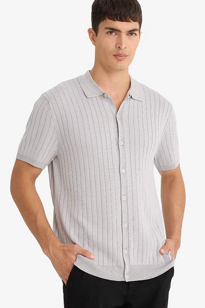 DeFacto New Season Standard Fit Polo Neck Buttoned Knitwear Short Sleeve T-Shirt