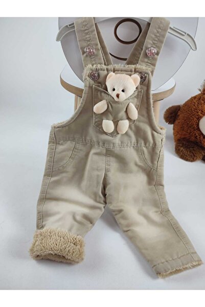 GAMZEAKKUŞ Unisex Children's Jumpsuit with Welsoft and Teddy Bear Detail Inside, Adjustable Strap Length (One Jumpsuit)