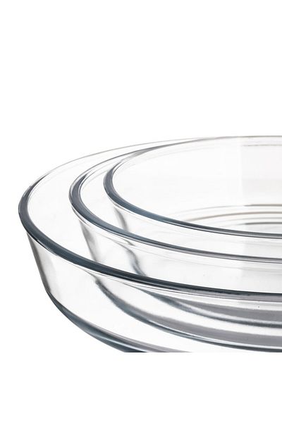 Mirolex Merolux Round Glass Oven Tray Set - 3 Pieces (1.5L/2L/3L)