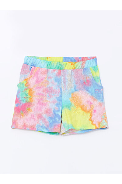 LC Waikiki Pantaloni scurți pentru fetiță cu model batik și talie elastică