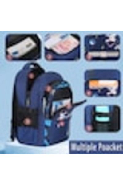 OEM DEYKAY boys' backpack, astronaut design, water-resistant, durable, with compartments, blue.