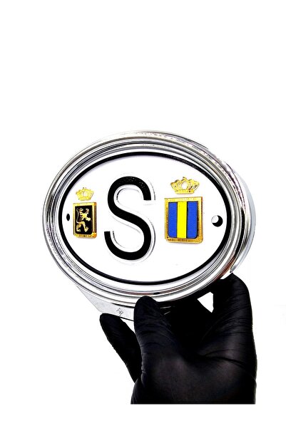 BsElektronik Embossed Letter S Silver Design Country Flag with Oval Frame Spe...