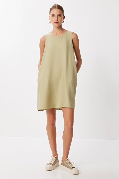 Lovelyİstanbul Αμάνικο λινό φόρεμα βισκόζης LJH0001 CAGLA GREEN
