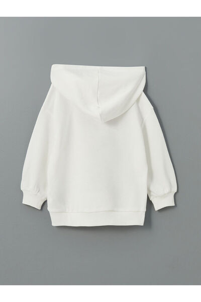 LC Waikiki Ecru Hooded Kuromi Printed Girl's Sweatshirt