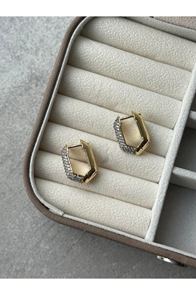 Serenity Atelier Yeni Sezon Gold Zirkon Taş Detaylı Res Küpe (2cm)