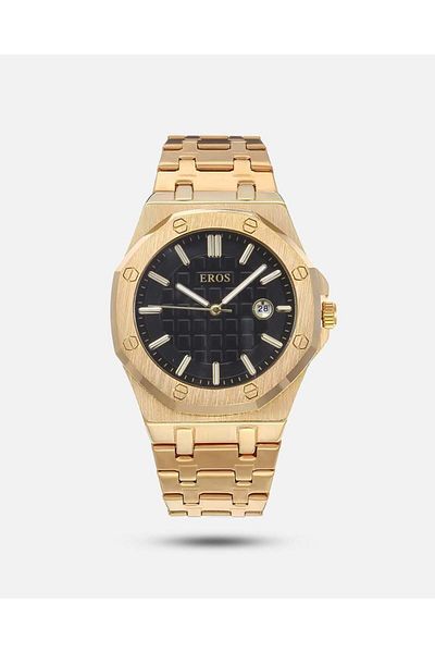 AP Men's Watch in Gold Color Black Dial 3-Year Warranty