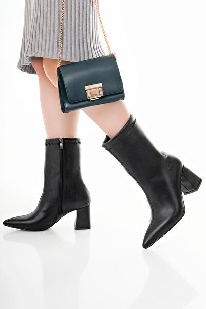 Lavina Footwear Lady Deri Sivri Burun Yandan Fermuarlı Topuklu Bot