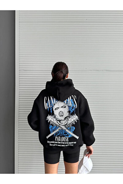 KAZAX 3 κλωστές με ριχτάρι oversize κεφαλή εμπριμέ ιδρώτα μαύρο