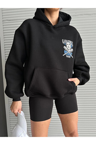 KAZAX 3 κλωστές με ριχτάρι oversize κεφαλή εμπριμέ ιδρώτα μαύρο