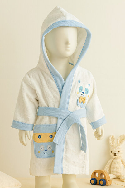 KapsülBebek رداء حمام بغطاء للرأس للأطفال الأولاد مصنوع من القطن بنسبة 100% -...