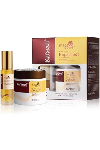 KARSEEL مجموعة علاج الشعر بالكولاجين والإصلاح العميق وقناع الشعر بزيت الأرغان للشعر الجاف والتالف