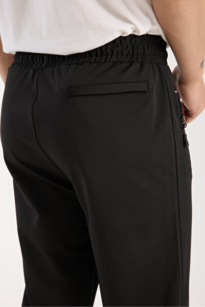 RDR-X Erkek Siyah Ayarlanabilir Paça Rahat Kesim Dalgıç Kumaş Eşofman Altı