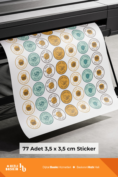 Hızlı Baskım Home Made Hand Made Yuvarlak Sticker 3,5x3,5 cm 77 Adet – Hızlı Baskım