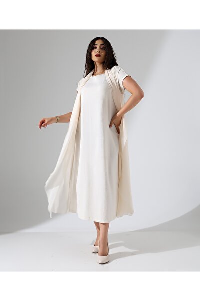 Fi'l Arz Fashion Shawl Collar Chiffon Vest