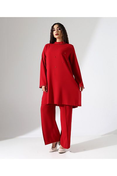 Fi'l Arz Fashion Stoned Invitation Crepe Tunic Suit