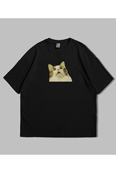 Marco Fresco تي شيرت كاجوال مطبوع عليه قطة مضحكة للجنسين