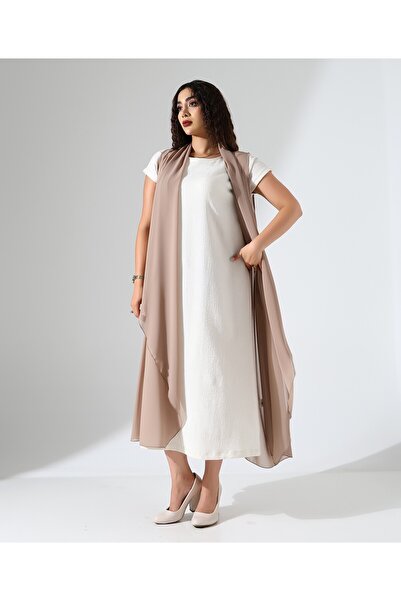 Fi'l Arz Fashion Shawl Collar Chiffon Vest