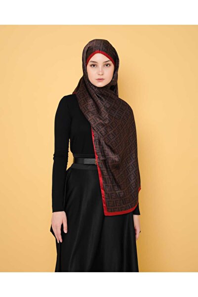 LEİLA SCARF İthal Vual İpek F Desen Şal Kırmızı