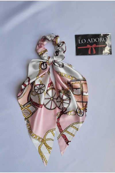 LO ADORO Scarf Rubber Buckle Satin Leopard Chain Detail Shawl Elastic Buckle Floral Hair Accessory Ponytail