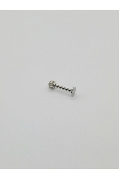 Set Stainless Steel Zircon Stone 3mm Lip Labret Tragus Helix Piercing Earring (Bar Length:8 mm)