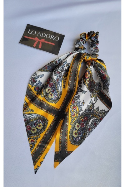 LO ADORO Scarf Rubber Buckle Satin Leopard Chain Detail Shawl Elastic Buckle Floral Hair Accessory Ponytail