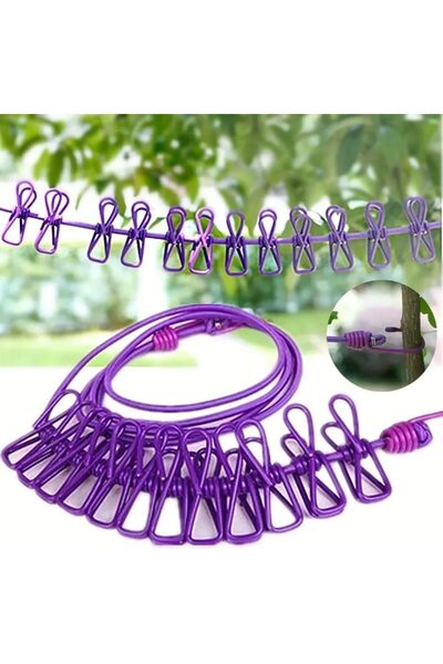 STOREMAX Sellbuyst Portable Travel Clothesline with 12 Clips Elastic Clothes Pegs