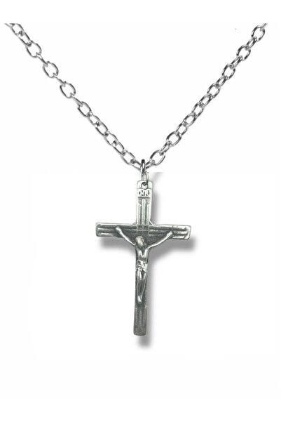 Herşey Nota Hz. İsa Haç Kolye – Unisex Metal Takı, 60 cm Zincirli Dini & Goti...
