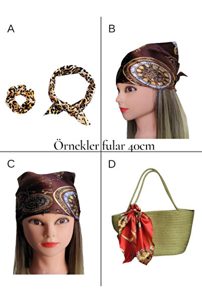 LO ADORO Scarf Rubber Buckle Satin Leopard Chain Detail Shawl Elastic Buckle Floral Hair Accessory Ponytail