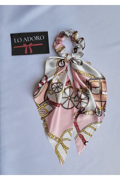 LO ADORO Scarf Rubber Buckle Satin Leopard Chain Detail Shawl Elastic Buckle Floral Hair Accessory Ponytail