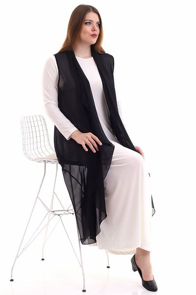 Fi'l Arz Fashion Shawl Collar Chiffon Vest