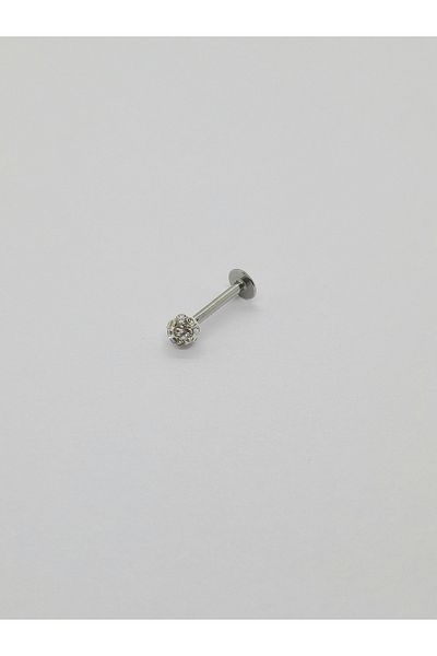 Set Stainless Steel Zircon Stone 3mm Lip Labret Tragus Helix Piercing Earring (Bar Length:8 mm)