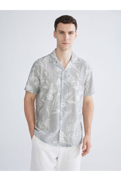 LC Waikiki Cămașă pentru bărbați din poplin cu mâneci scurte, cu guler, cu mo...