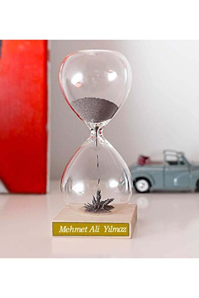 keyfim shop Kişiye Özel İsimli Mıknatıslı Cam Kum Saati Yeni İş Ofis Hediyesi
